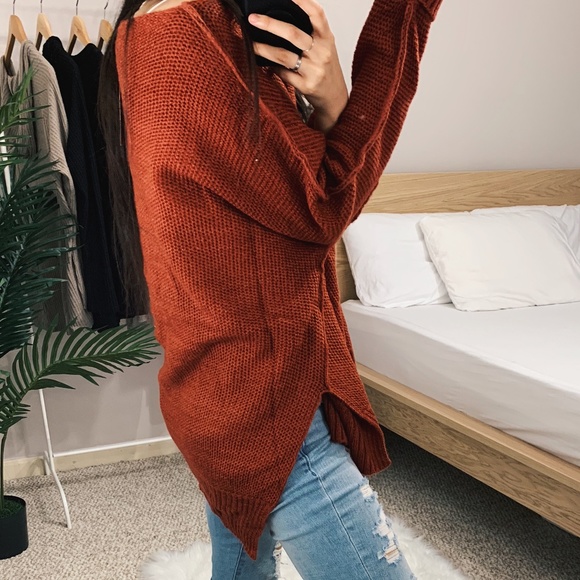 🆕 Amelia - Brick High-Low Sweater - Picture 6 of 6